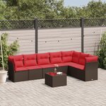 vidaXL Salon de jardin 8 Pièces avec coussins marron résine tressée