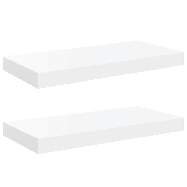 vidaXL Étagère murale flottante 2 Pièces Blanc brillant 50x23x3 8 cm MDF