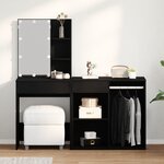 vidaXL Table de maquillage avec LED et cabinet chêne noir bois d'ingénierie