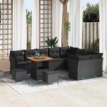 vidaXL Ensemble de canapé de jardin 12 Pièces Noir 80 x 80 x 71 cm