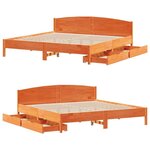 vidaXL Cadre de lit sans matelas cire marron 200x200cm bois pin massif