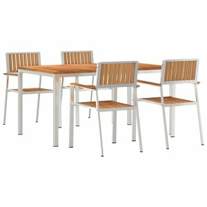 vidaXL Ensemble de repas extérieur 5 Pièces Marron Bois de teck massif