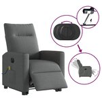 vidaXL Fauteuil inclinable de massage électrique Gris foncé Tissu