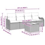 vidaXL Ensemble de canapé de jardin 5 Pièces Gris Poly rotin