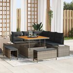 vidaXL Ensemble de canapé de jardin 8 Pièces Gris Poly rotin