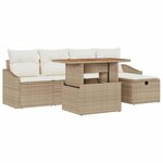 vidaXL Ensemble de canapé de jardin 6 Pièces Beige polyrotin