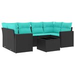 vidaXL Salon de jardin 7 Pièces avec coussins noir résine tressée