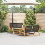 vidaXL Chaises de Jardin avec Table - Ensemble de 3 Pièces en Bois d'Acacia Noir