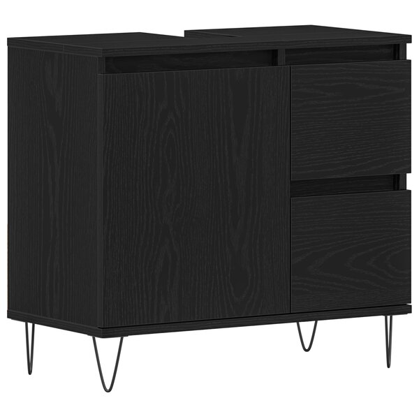 Meuble sous lavabo vidaXL Noir Chêne 65x33x60 cm Bois d'ingénierie