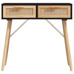 vidaXL Table console Noir 80x30x75 cm Bois massif pin /rotin naturel