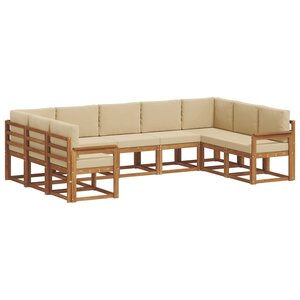 vidaXL Ensemble de canapés d'extérieur 9 Pièces Naturel et Beige