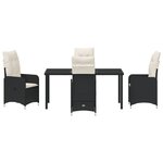 vidaXL Ensemble de salle à manger de jardin 5 pièces avec coussins en rotin noir