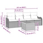 vidaXL Ensemble de canapé de jardin avec coussin 5 Pièces Gris polyrotin