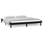 vidaXL Cadre de lit à LED sans matelas noir 200x200 cm bois massif