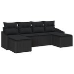 vidaXL Ensemble de canapé de jardin 6 pièces avec coussins en poly rattan noir