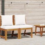 vidaXL Canapé central sectionnel et coussin crème Bois d'acacia massif