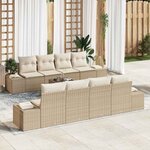 vidaXL Ensemble de canapé de jardin avec coussin 7 Pièces Beige et crème