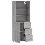 vidaXL Buffet haut Sonoma gris 69 5x34x180 cm Bois d'ingénierie