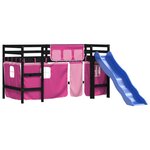 vidaXL Lit mezzanine enfants avec rideaux sans matelas rose 80x200cm