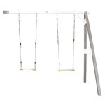 AXI Portique mural en bois Gris Blanc 2 balançoires 160x244x207cm