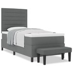 vidaXL Lit avec Sommier avec Matelas & Banc Gris Foncé 90x190 cm Tissu