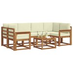 vidaXL Ensemble de canapés d'extérieur 7 Pièces Naturel et Crème