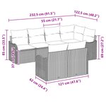 Ensemble de canapé de jardin de 7 pièces avec coussins beiges en Poly Rattan