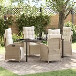 vidaXL Set de Dîner de Jardin 5 Pièces Beige Poly Rattan