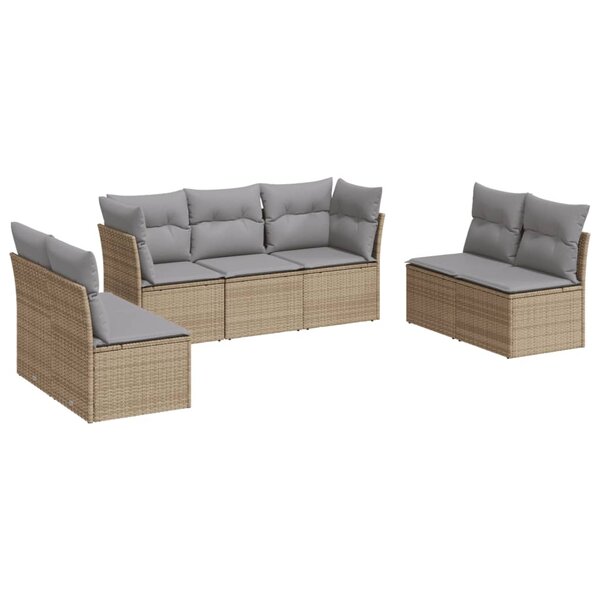 vidaXL Salon de jardin avec coussins 7 Pièces beige résine tressée