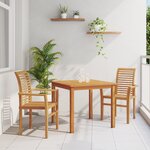vidaXL Chaise de Jardin Empilable 2 Pièces en Bois Massif de Teck