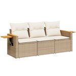 vidaXL Salon de jardin avec coussins 3 Pièces beige résine tressée