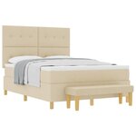 vidaXL Lit à ressorts avec tête de lit Crème 200 x 160 cm tissu