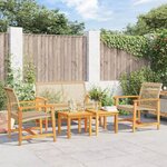vidaXL Salon de jardin 5 Pièces beige résine tressée et bois d'acacia