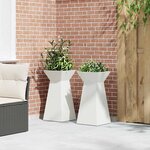 vidaXL Jardinière à pilier 2 Pièces Blanc 35 x 35 x 73 cm Acier