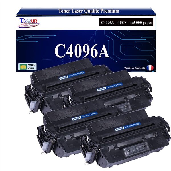 T3AZUR -4x Toners compatibles avec HP C4096A (96A) pour HP LaserJet 2000  2100  2100SE  2100TN  2100XI  2200