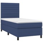 vidaXL Sommier à lattes de lit avec matelas et LED Bleu 90x190cm Tissu