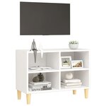 vidaXL Meuble TV avec pieds en bois massif Blanc 69 5x30x50 cm