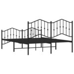 vidaXL Cadre de lit métal sans matelas avec pied de lit noir 140x200cm