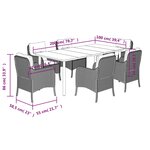vidaXL Ensemble à manger de jardin coussins 7Pièces Noir Résine tressée