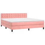 vidaXL Sommier à lattes de lit avec matelas Rose 180x200 cm Velours
