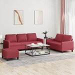 vidaXL Ensemble de canapés 3 Pièces et coussins Rouge bordeaux Similicuir