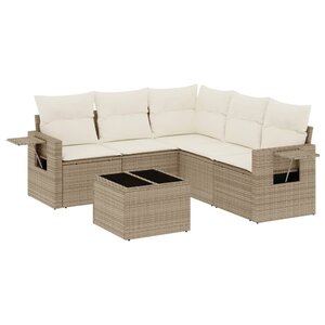 vidaXL Salon de jardin avec coussins 6 Pièces beige résine tressée