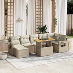 vidaXL Salon de jardin avec coussins 8 Pièces beige résine tressée