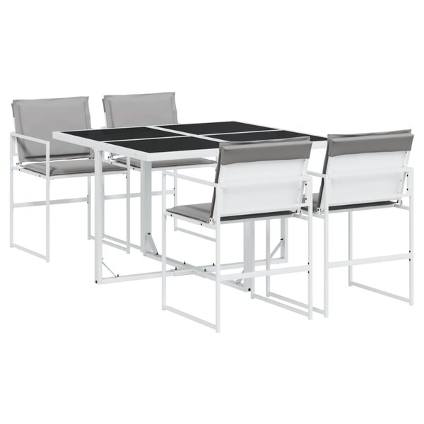 vidaXL Ensemble à manger de jardin avec coussins 5 Pièces blanc textilène