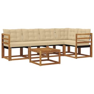 vidaXL Ensemble de canapés d'extérieur 6 pc Naturel et Beige