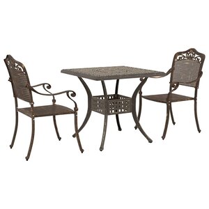 vidaXL Ensemble de tables de jardin 3 Pièces Bronze Aluminium coulé