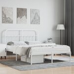 vidaXL Cadre de lit métal avec tête de lit blanc 150x200 cm