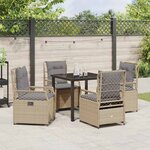 vidaXL Ensemble de salle à manger pour jardin 5 Pièces Beige polyrotin