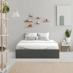 Lit coffre adulte - Tissu gris foncé - Sommier inclus - 140 x 190 cm