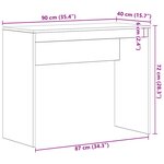 vidaXL Bureau chêne noir 90x40x72 cm bois d'ingénierie